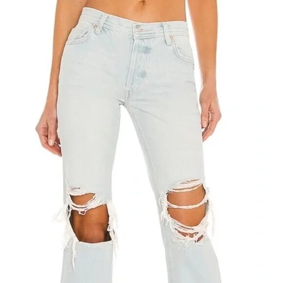 Free People We The Free Maggie Straight Jean Blue Light Wash Cropped Size 26 - Picture 1 of 9